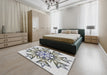 Machine Washable Transitional Grey Gray Rug in a Bedroom, wshpat1885