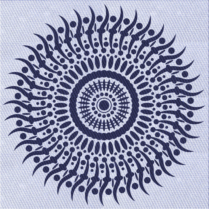 Round Patterned Deep Periwinkle Purple Rug, pat1886blu