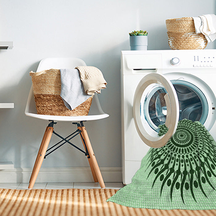 Machine Washable Transitional Mint Green Rug in a Washing Machine, wshpat1886grn