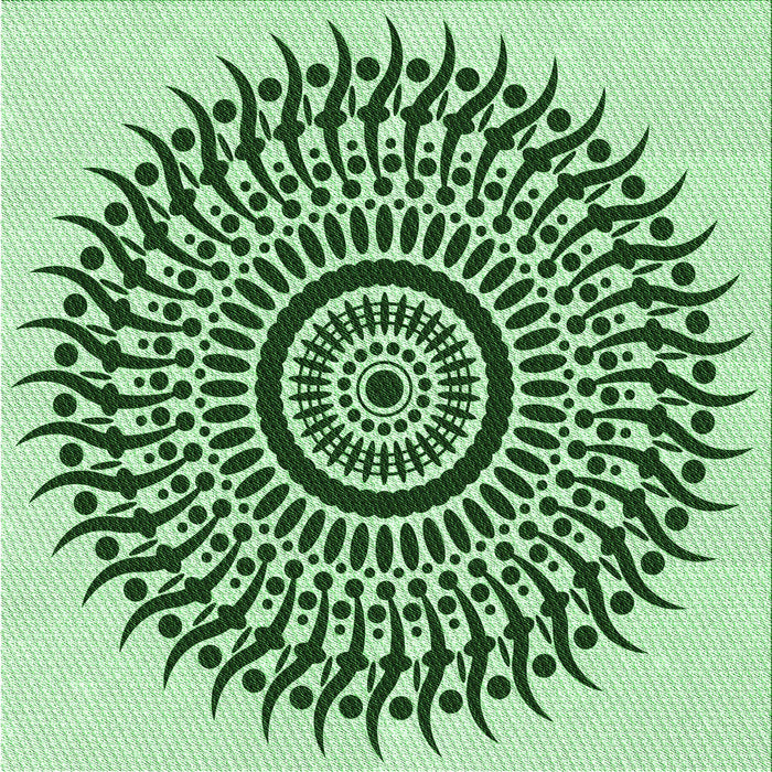Round Machine Washable Transitional Mint Green Rug, wshpat1886grn