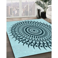 Patterned Electric Blue Rug, pat1886lblu