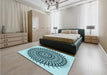 Round Machine Washable Transitional Electric Blue Rug in a Office, wshpat1886lblu