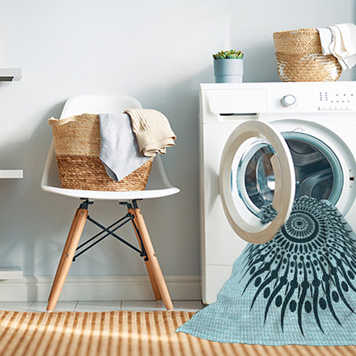 Machine Washable Transitional Electric Blue Rug in a Washing Machine, wshpat1886lblu