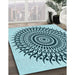 Patterned Electric Blue Rug in Family Room, pat1886lblu