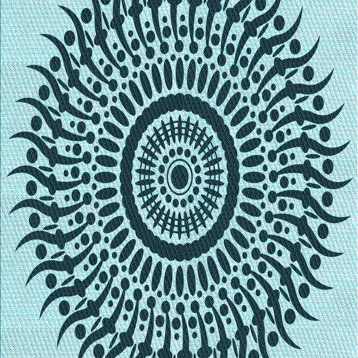 Machine Washable Transitional Electric Blue Rug, wshpat1886lblu