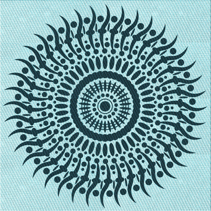 Round Machine Washable Transitional Electric Blue Rug, wshpat1886lblu