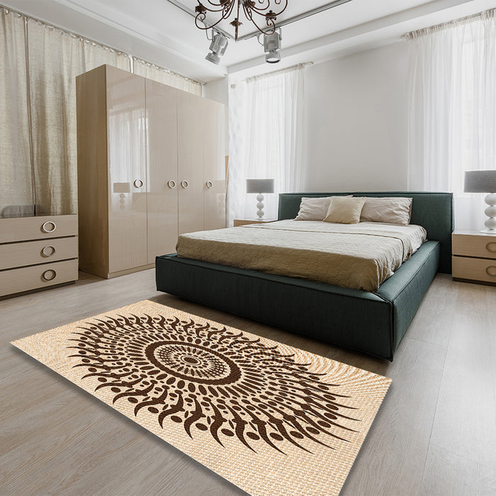 Patterned Golden Blonde Gold Rug in a Bedroom, pat1886org