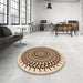 Round Patterned Golden Blonde Gold Rug in a Office, pat1886org