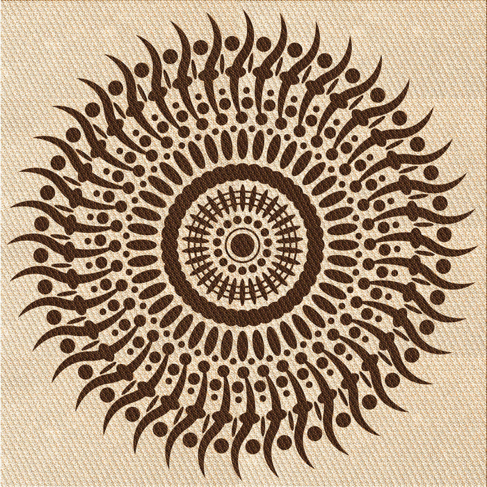 Round Patterned Golden Blonde Gold Rug, pat1886org