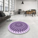 Round Patterned Bright Grape Purple Rug in a Office, pat1886pur