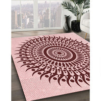 Patterned Light Red Pink Rug, pat1886rd