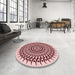 Round Patterned Light Red Pink Rug in a Office, pat1886rd