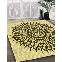 Patterned Dark Bronze Brown Rug, pat1886yw