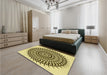 Patterned Dark Bronze Brown Rug in a Bedroom, pat1886yw