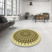 Round Patterned Dark Bronze Brown Rug in a Office, pat1886yw