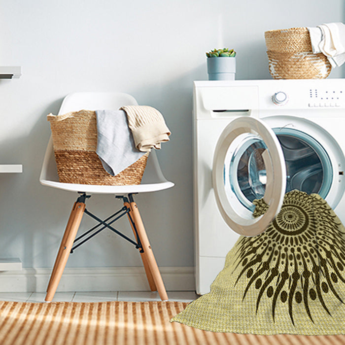 Machine Washable Transitional Dark Bronze Brown Rug in a Washing Machine, wshpat1886yw