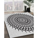 Patterned Platinum Gray Novelty Rug in Family Room, pat1886