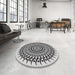 Round Machine Washable Transitional Platinum Gray Rug in a Office, wshpat1886