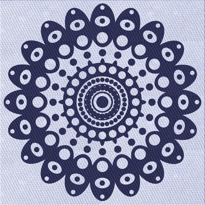 Round Patterned Blue Rug, pat1887blu