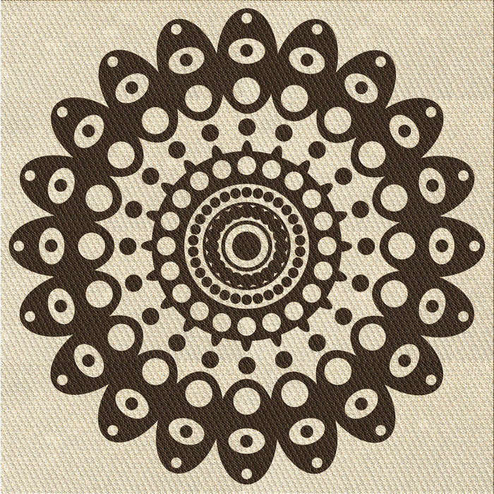 Round Patterned Vanilla Gold Rug, pat1887brn