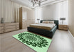 Patterned Pale Green Rug in a Bedroom, pat1887grn