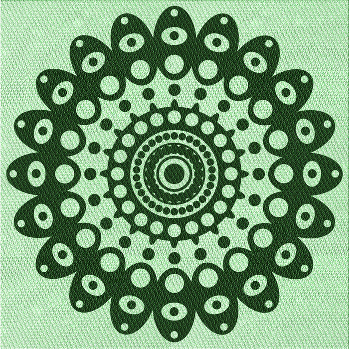 Round Patterned Pale Green Rug, pat1887grn