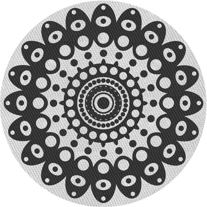 Square Patterned Black Rug, pat1887gry