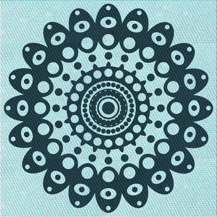 Round Patterned Medium Teal Green Rug, pat1887lblu