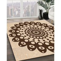 Patterned Deep Peach Orange Rug, pat1887org