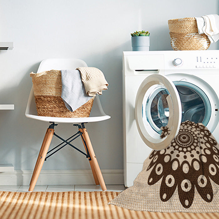 Machine Washable Transitional Deep Peach Orange Rug in a Washing Machine, wshpat1887org