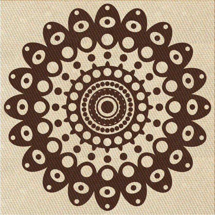 Round Patterned Deep Peach Orange Rug, pat1887org