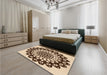 Patterned Deep Peach Orange Rug in a Bedroom, pat1887org