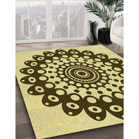 Patterned Dark Bronze Brown Rug, pat1887yw