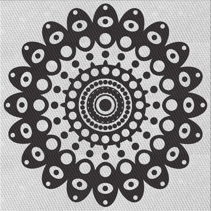 Square Patterned Platinum Gray Novelty Rug, pat1887