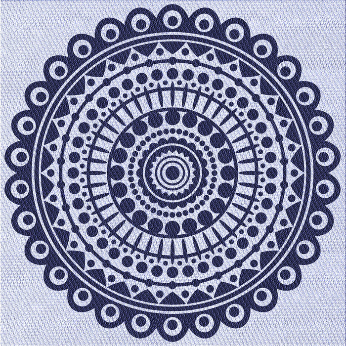 Round Machine Washable Transitional Blue Rug, wshpat1888blu