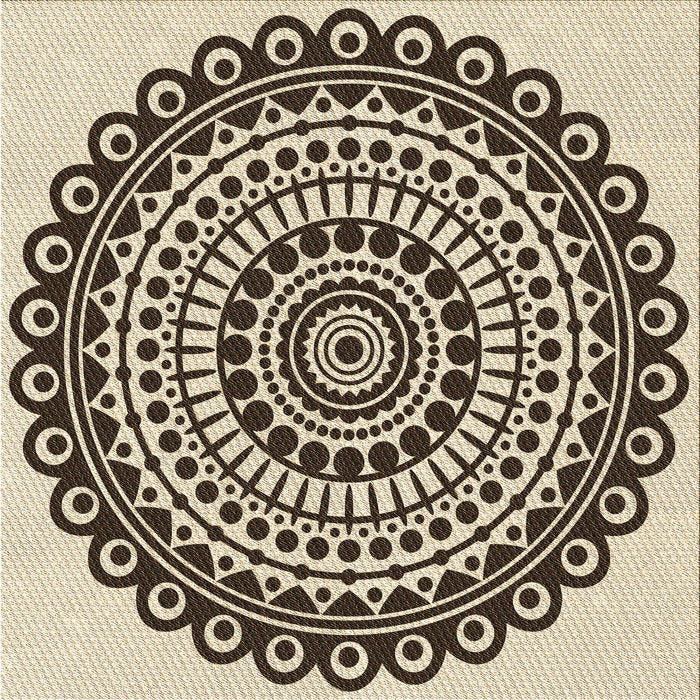 Round Patterned Vanilla Gold Rug, pat1888brn