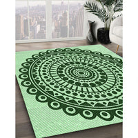 Patterned Deep Emerald Green Rug, pat1888grn