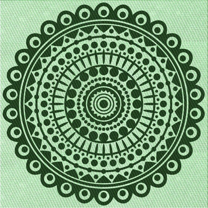 Round Patterned Deep Emerald Green Rug, pat1888grn