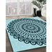 Machine Washable Transitional Medium Teal Green Rug in a Family Room, wshpat1888lblu