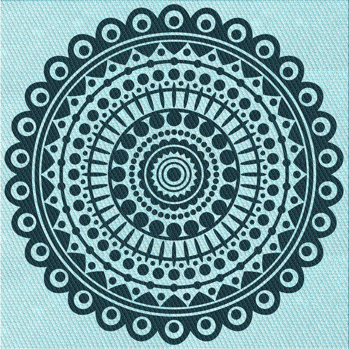 Round Patterned Medium Teal Green Rug, pat1888lblu