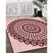 Patterned Pink Rug in Family Room, pat1888rd