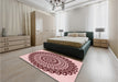 Round Machine Washable Transitional Pink Rug in a Office, wshpat1888rd