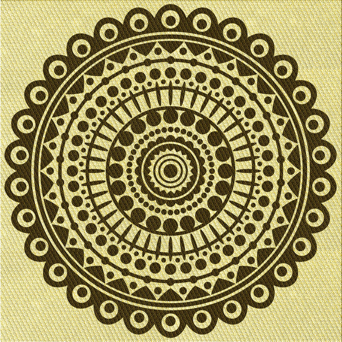 Round Machine Washable Transitional Mustard Yellow Rug, wshpat1888yw