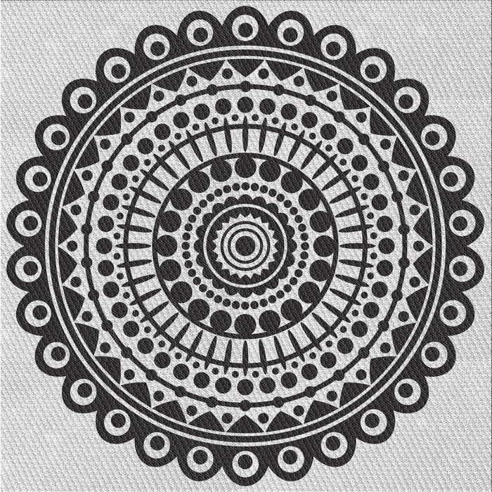 Square Patterned Platinum Gray Novelty Rug, pat1888