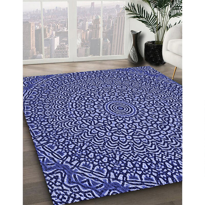 Machine Washable Transitional Sky Blue Rug in a Family Room, wshpat1889blu