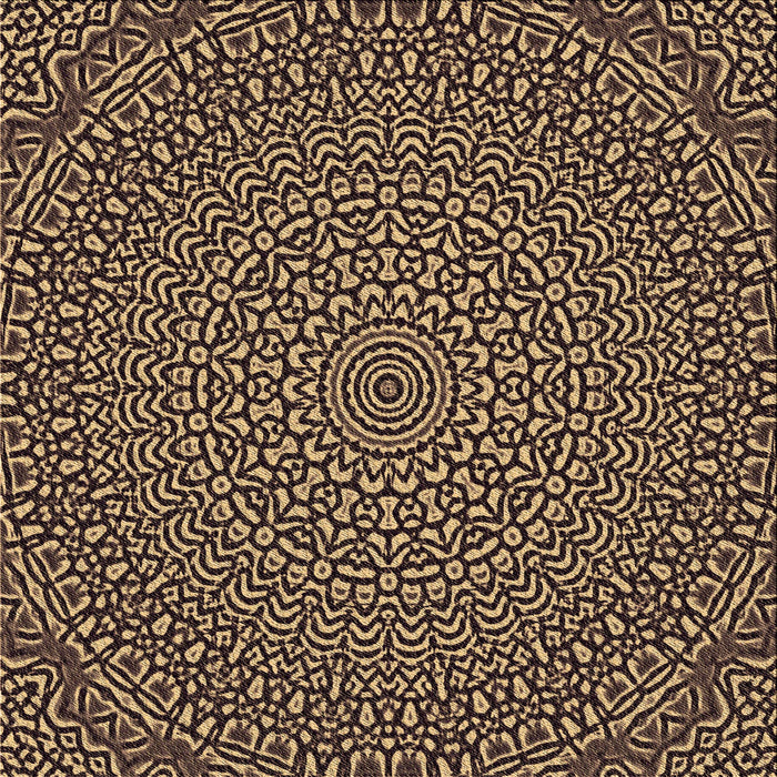 Round Patterned Metallic Gold Rug, pat1889brn