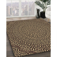 Patterned Metallic Gold Rug, pat1889brn