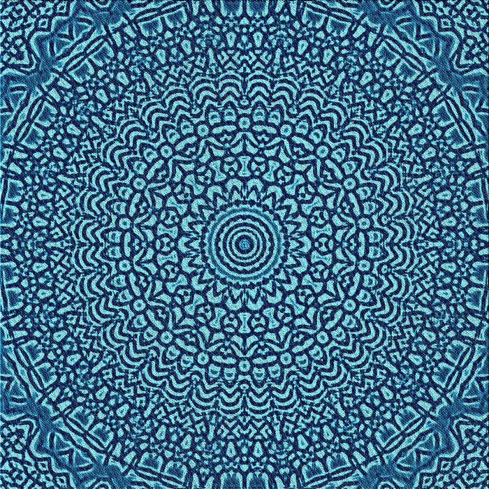 Round Patterned Bright Turquoise Blue Rug, pat1889lblu