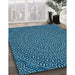 Patterned Bright Turquoise Blue Rug in Family Room, pat1889lblu