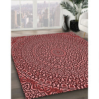 Patterned Maroon Red Rug, pat1889rd